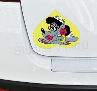 Samolepky na auto wolf well, vlk, jen počkej zajíci (E177)