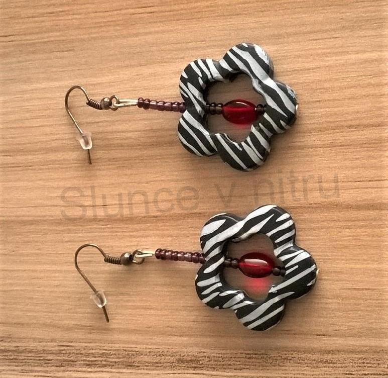 Visací dlouhé náušnice kytičkové donutové (BB398)