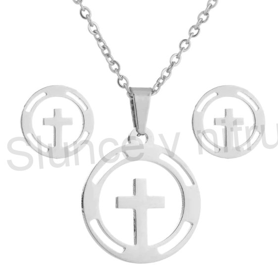 Souprava šperků z chirurgické oceli kříž (BS56)