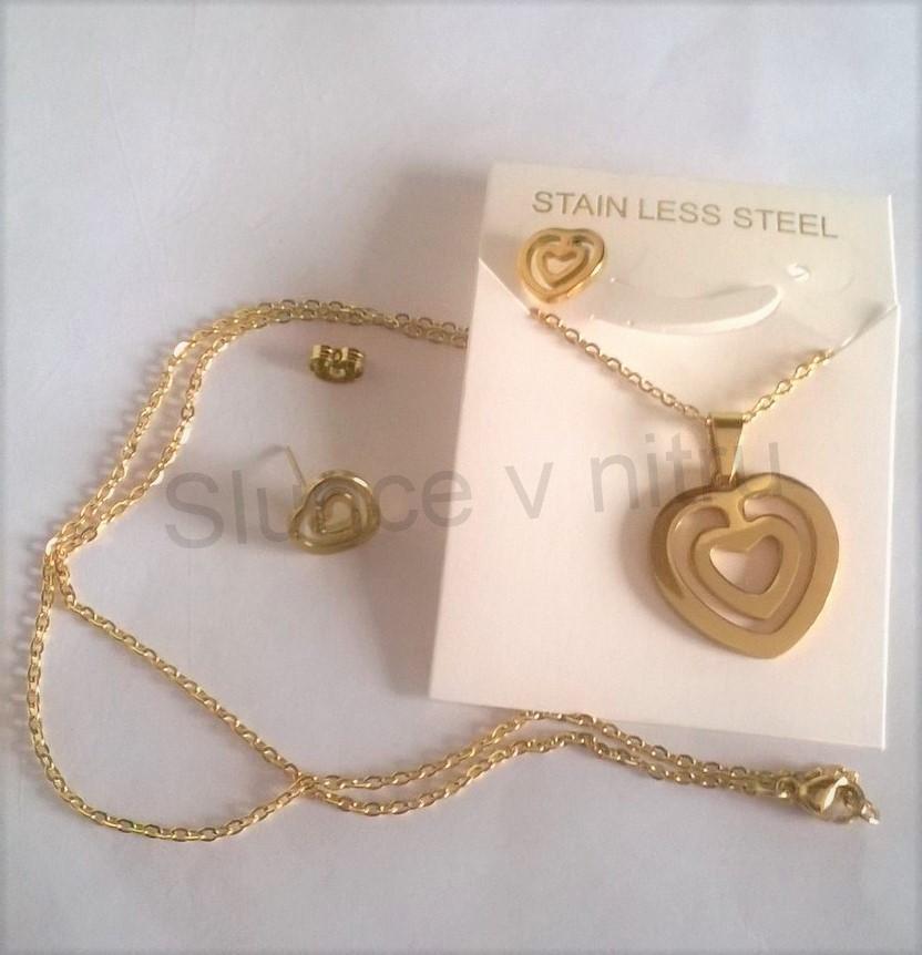 Souprava šperků z chirurgické oceli srdce (BS58)