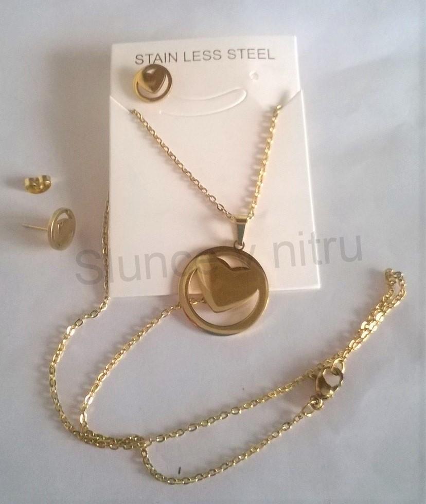 Souprava šperků z chirurgické oceli srdce (BS59)