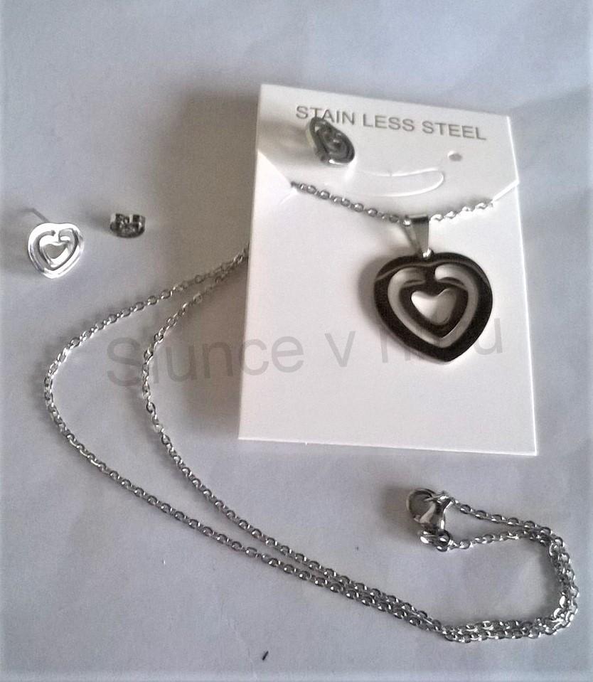 Souprava šperků z chirurgické oceli srdce (BS62)