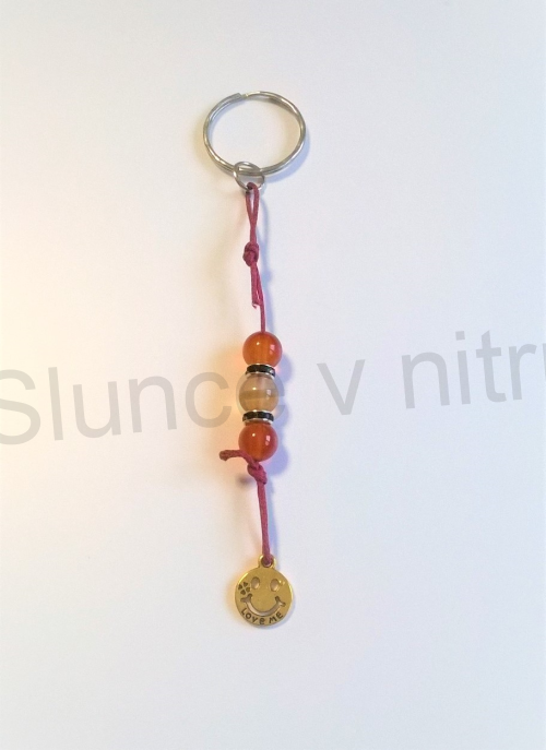 Přívěsek na klíče - minerální se smajlíkem (D224)