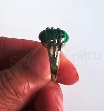 Minerální prsten s malachitem postříbřeno (X268)