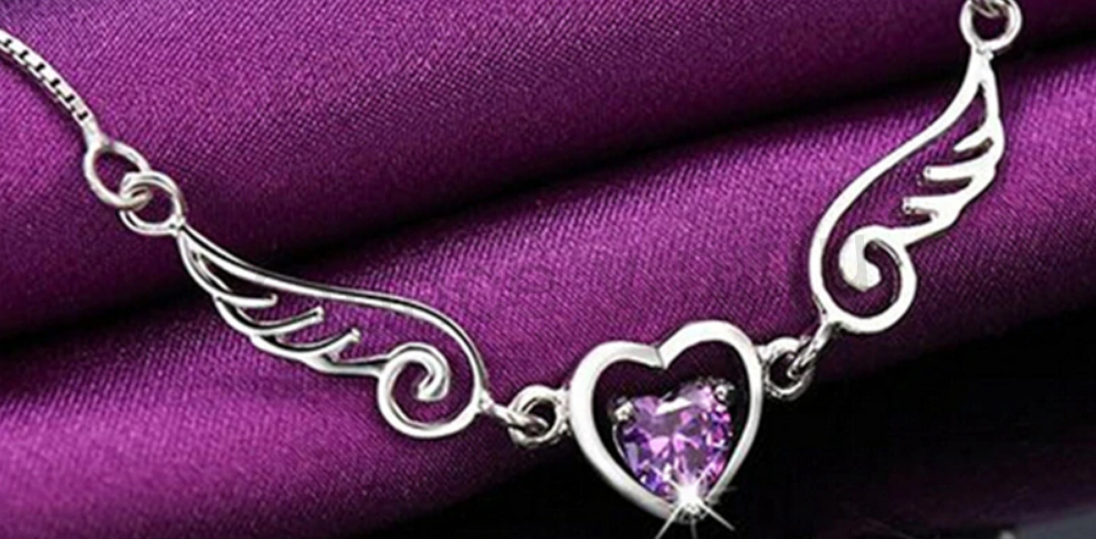 Postříbřený náhrdelník Dream Angel Love Srdce se zirkonem (BD242)