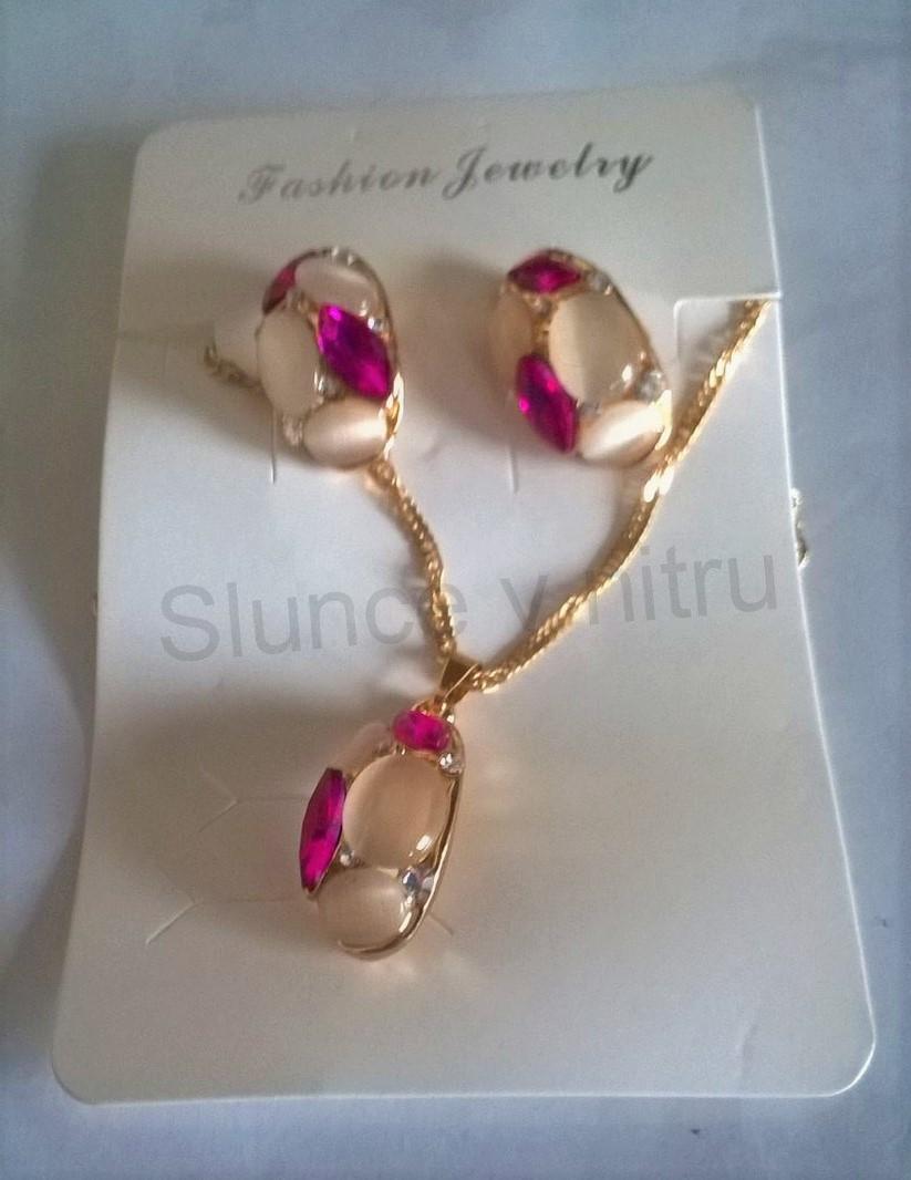 Souprava šperků s rakouským kříšťálem a polodrahokamenem kočičí oko (BS67)