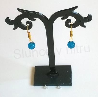 Minerální pozlacené náušnice Nefritový Safír (X321)