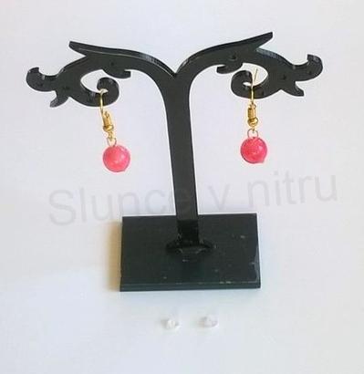 Minerální pozlacené náušnice Rodochrositové (X328)