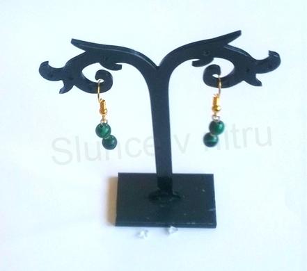 Minerální pozlacené náušnice  Malachitové (X333)