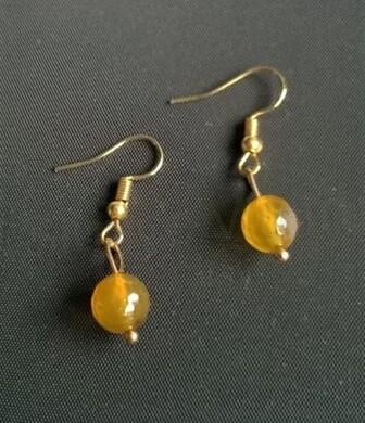 Minerální pozlacené náušnice Achátové fazetované 8,2 x 8,2 mm (X341)