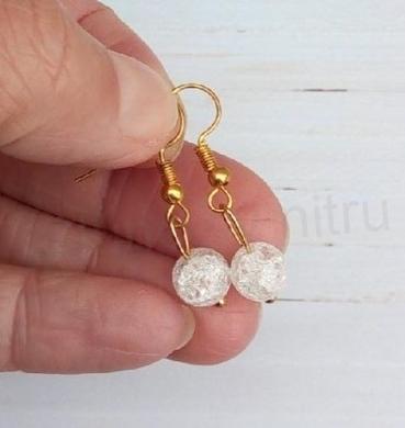 Minerální pozlacené náušnice Křišťálové Práskané (X346)