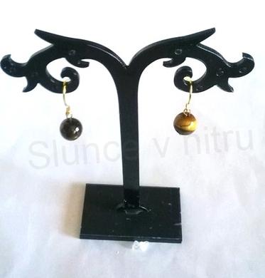 Minerální nerez náušnice Tygří oko (X353)