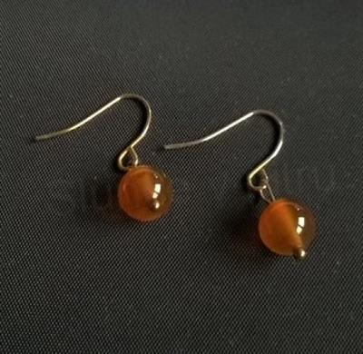 Minerální pozlacené náušnice Achátové 8,1 x 8,1 mm (X361)