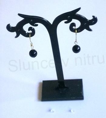 Minerální pozlacené náušnice Onyx (X374)