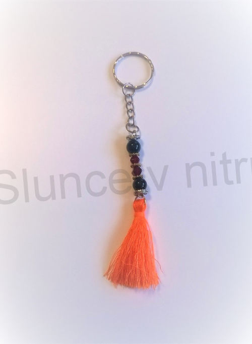 Přívěsek na klíče - minerální se střapcem  (D231)