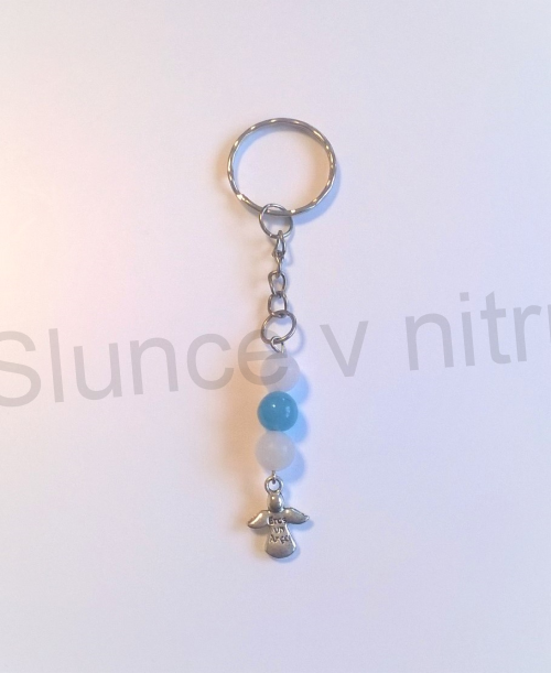 Přívěsek na klíče - minerální s andílkem (D234)