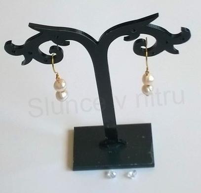 Minerální pozlacené náušnice Perlové (X387)