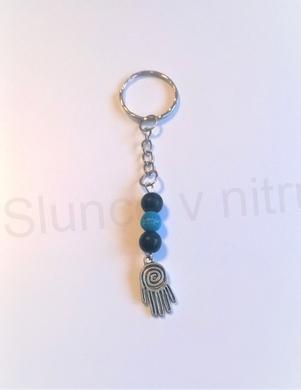 Přívěsek na klíče - minerální s ruka fatimy  (D235)