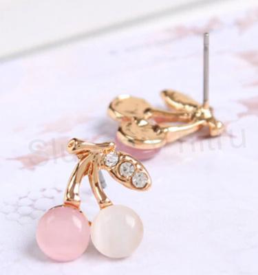 Kříšťálové Opálové Třešnové náušnice (BB410)