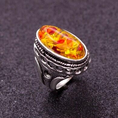 Minerální prsten  s Jantarem (X408)