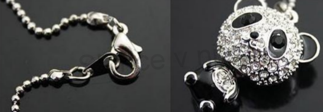 Náhrdelník z chirurgické oceli medvídek se zirkony (BD254)