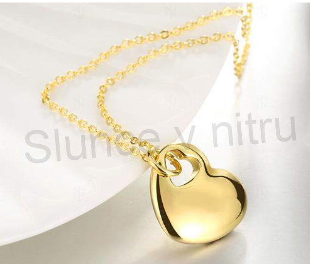 Pozlacený náhrdelník z chirurgické oceli Srdce v Srdci (BD256)