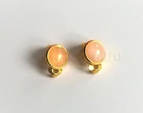Minerální náušnice klipsy s Růženínem 16,4 x 10 mm (X410)