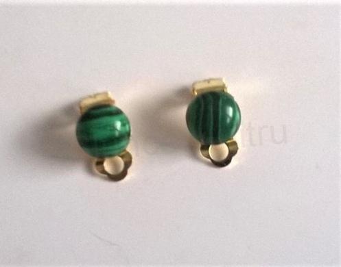 Minerální náušnice klipsy s Malachitem 17,7 x 10 mm (X411)