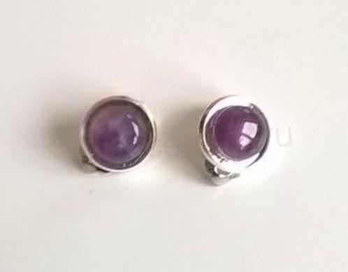 Minerální náušnice klipsy s Ametystem 10 x 10 mm (X413)