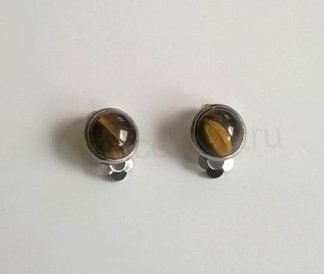 Minerální náušnice klipsy s Tygřím Okem 16,4 x 13,4 mm (X421)