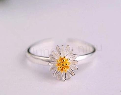 Nastavitelný postříbřený prsten Sedmikráska (BE155)