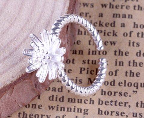 Nastavitelný postříbřený prsten Sedmikráska (BE157)