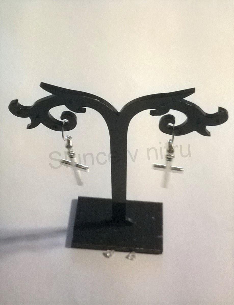 Dlouhé náušnice Křížky -  stříbrné (BB416)