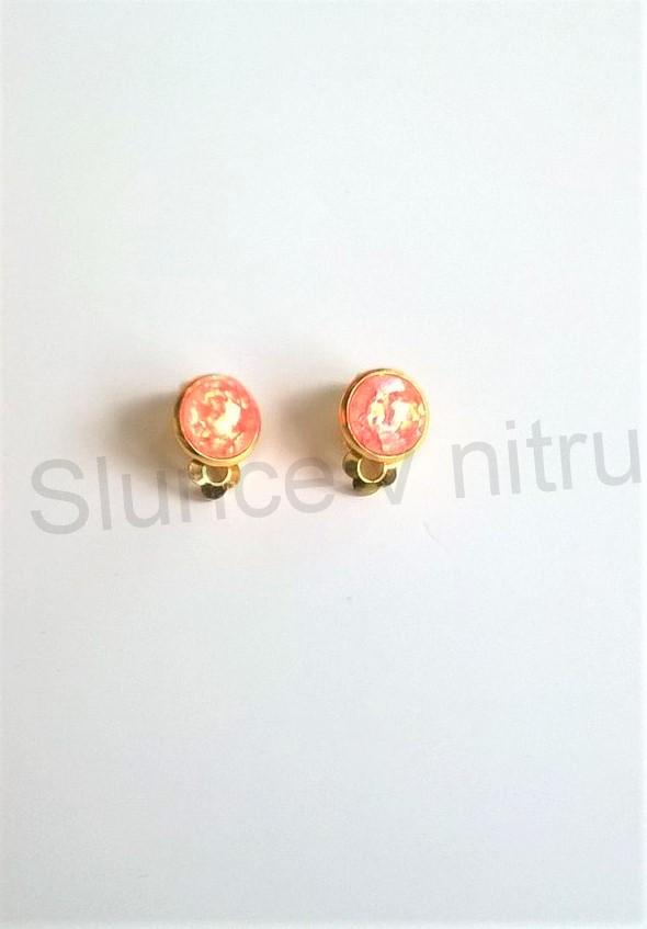 Náušnice klipsy se syntetickým opálem (BB419)