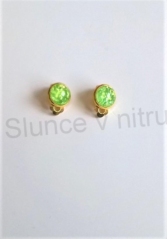 Náušnice klipsy se syntetickým opálem (BB421)