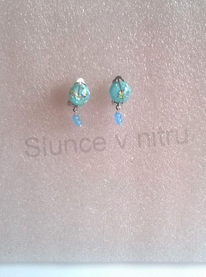 Náušnice klipsy s Orgonitem a chalcedonem (X427)
