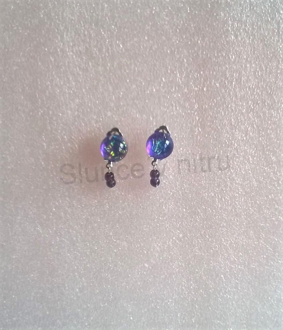 Náušnice klipsy s Orgonitem a ametystem 12 x 12 mm (X430)