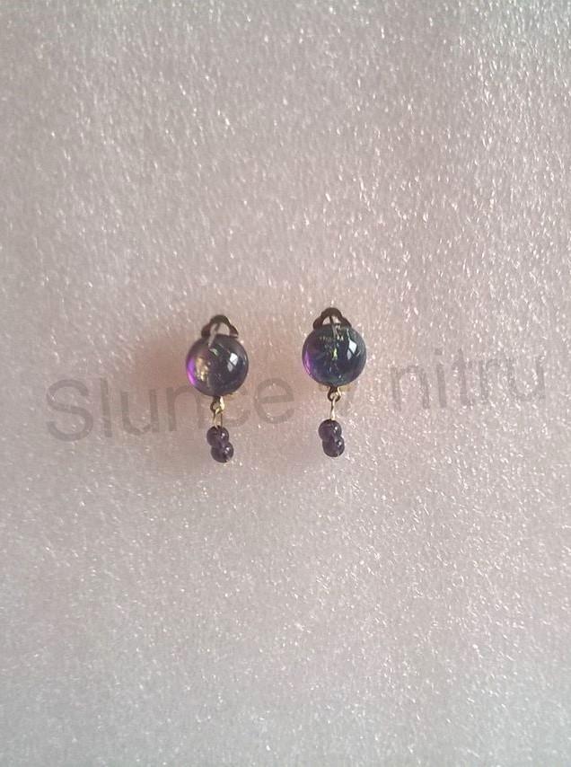 Náušnice klipsy s Orgonitem a ametystem 12 x 12 mm (X431)