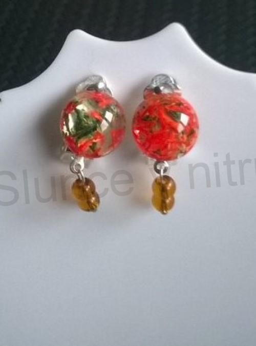 Náušnice klipsy s Orgonitem a achátem 12 x 12 mm (X433)