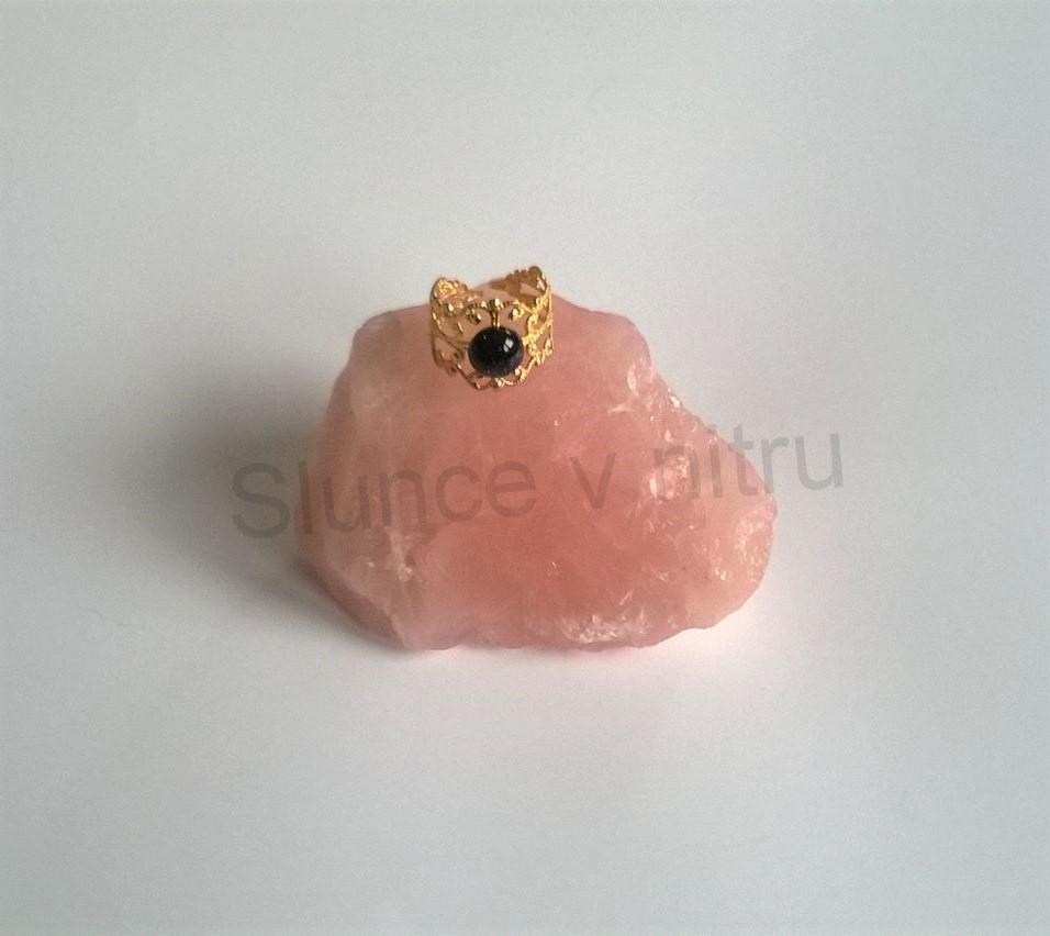 Nastavitelný ozdobný pozlacený minerální prsten s Aventurínem 8,4 x 8,4 mm (X435)