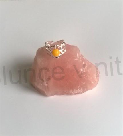 Nastavitelný ozdobný postříbřený minerální prsten Jadeit (X437)