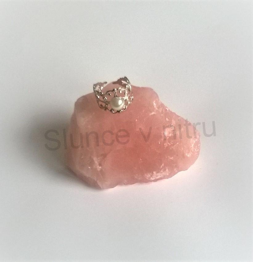 Nastavitelný ozdobný postříbřený prsten s Perlou (BP169)