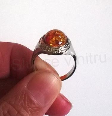 Minerální prsten s Jantarem postříbřeno (X440)