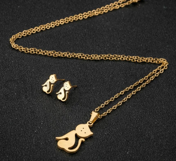 Souprava šperků z chirurgické ocelii kočka (BS88)