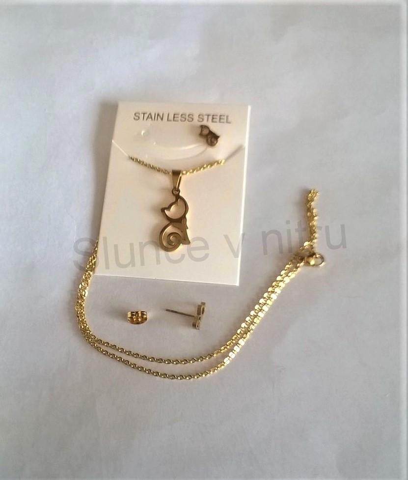 Souprava šperků z chirurgické ocelii kočka, kočička (BS95)