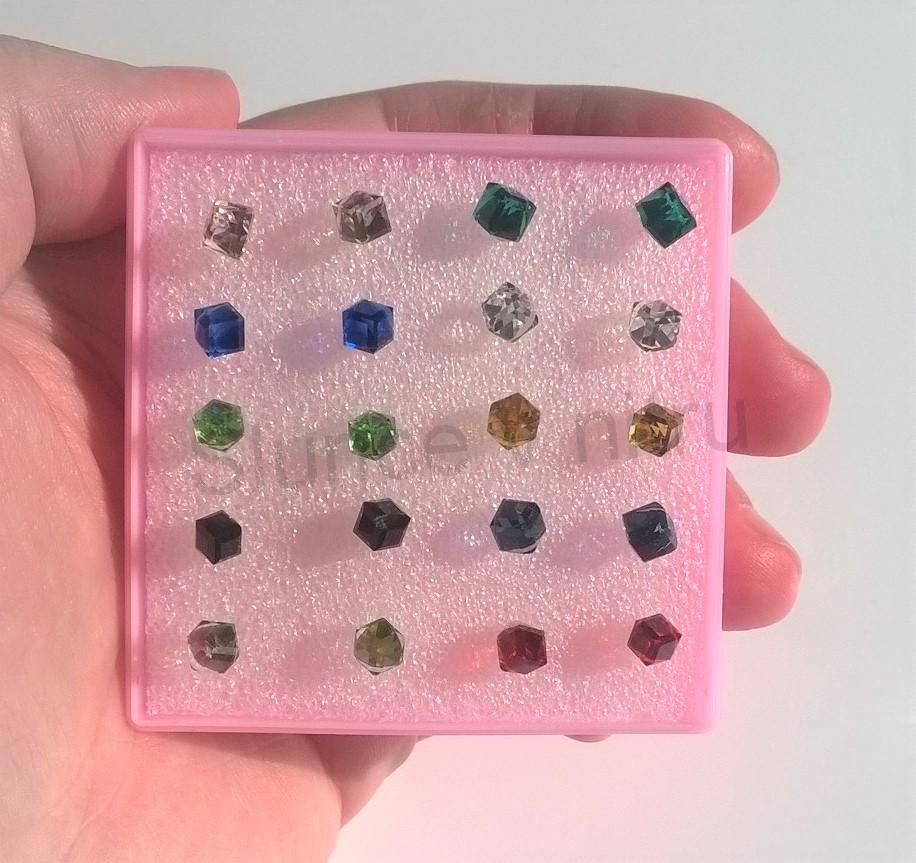 Hypoalergení náušnice kostka křišťálové žluté (BB423)