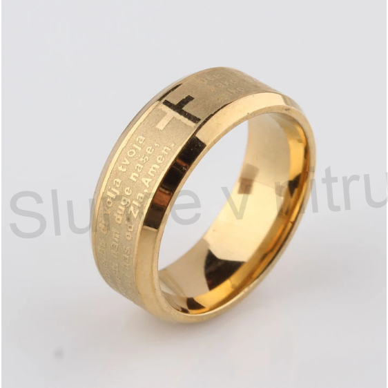 Prsten z titánové oceli kříž (BP176)