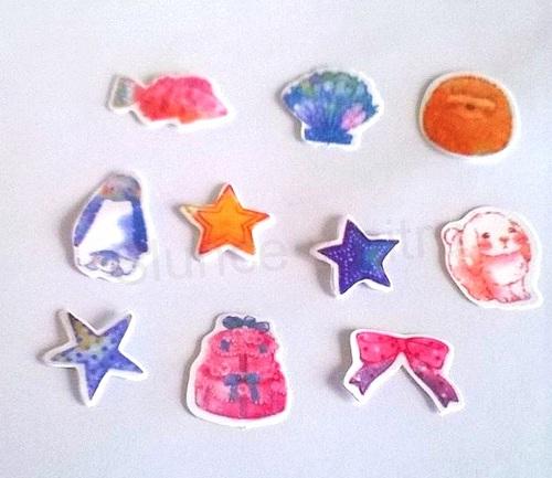 Samolepky, Obtisky na Papír Směska - 10 kusů číslo 2 (E258)