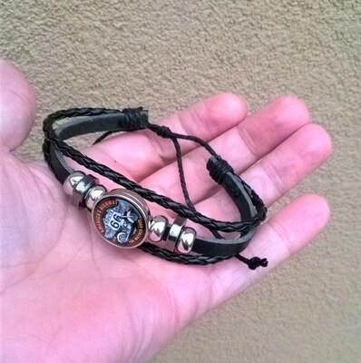 Kožený náramek nastavitelný Route 66 (BC468)