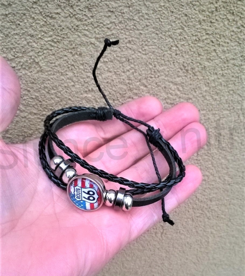 Kožený náramek nastavitelný Route 66 (BC469)